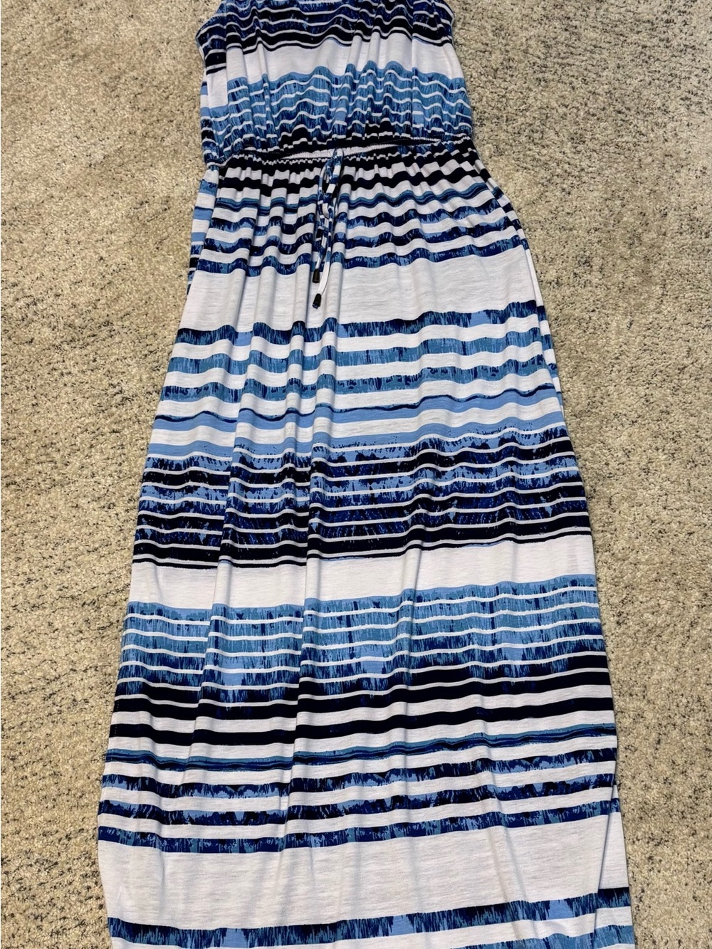 Faded Glory Blue & White Striped Maxi Skirt